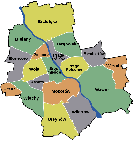 Arrondissements et quartiers de Varsovie (Pologne)