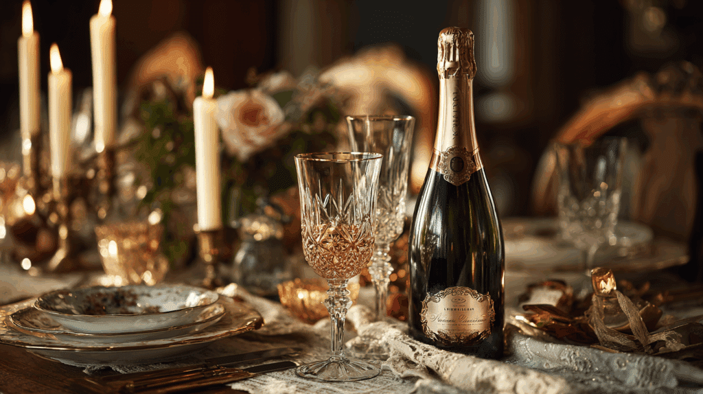 Table de fête en Pologne avec du Champagne / Szampan