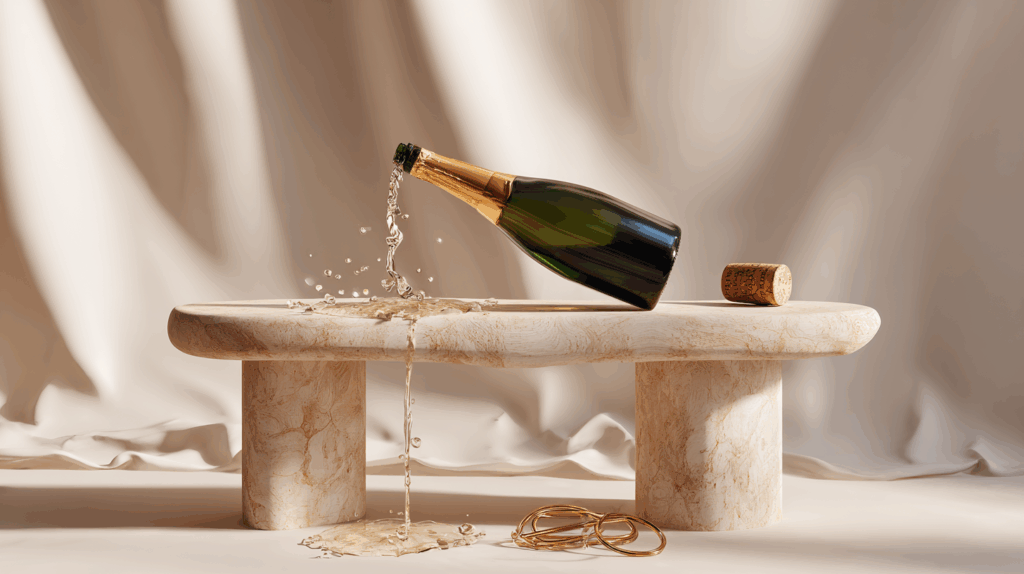 bouteille de Champagne qui verse