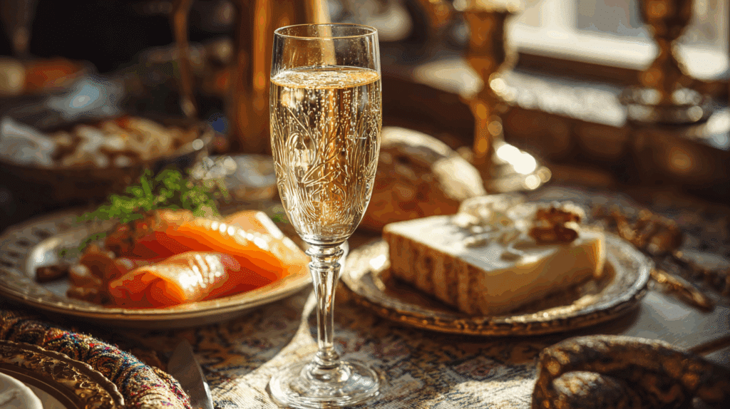 Coupe de Champagne sur une table polonaise